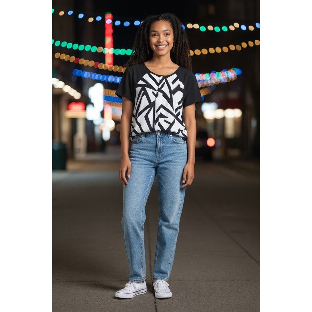 Liz Claiborne Black/White Blouse L